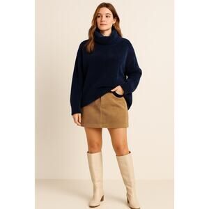 Antonio Melani Oversized Navy Chenille Cowl Neck Sweater XS Cozy Fall Winter